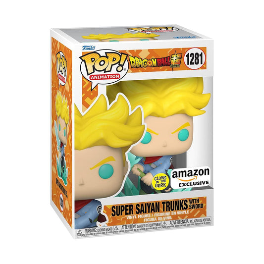 Funko Pop! Animation: Dragon Ball Super - Super Saiyan Trunks with Sword, Glow in The Dark, Amazon Exclusive