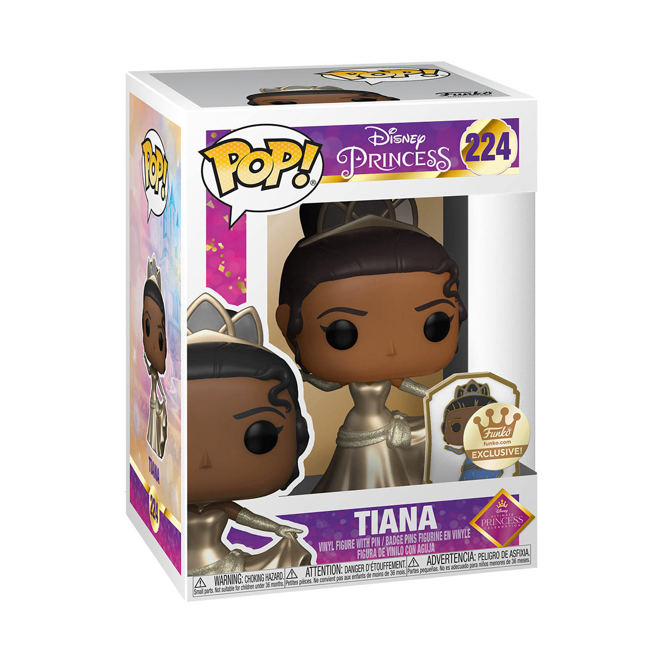 Funko Pop Disney: Ultimate Princess - Tiana (Gold) with Pin