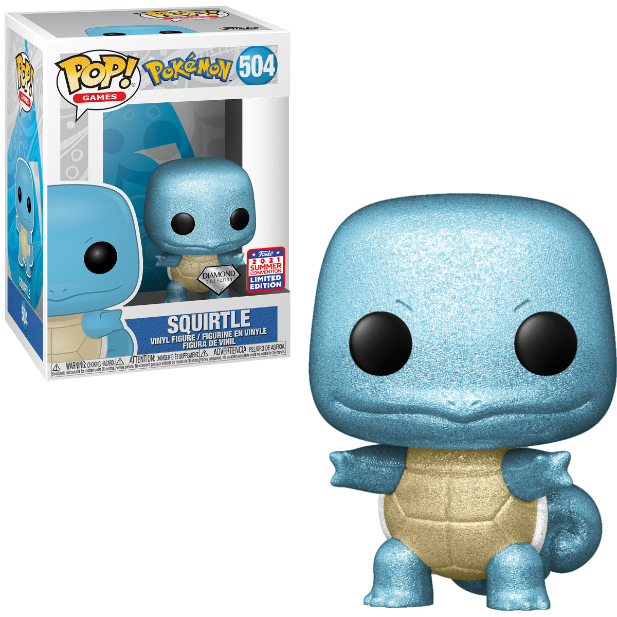 Funko Pop Games: Pokemon - Squirtle (Diamond Glitter) Summer Convention