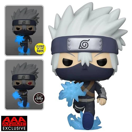 Funko Pop Animation: Naruto: Shippuden Young Kakashi Hatake with Chidori GITD AAA Anime Exclusive Set 2 Piezas