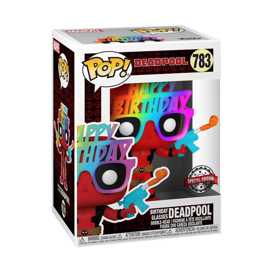 Funko Pop Marvel: Deadpool 30 Aniversario - Deadpool Lentes de Cumpleaños Exclusivo