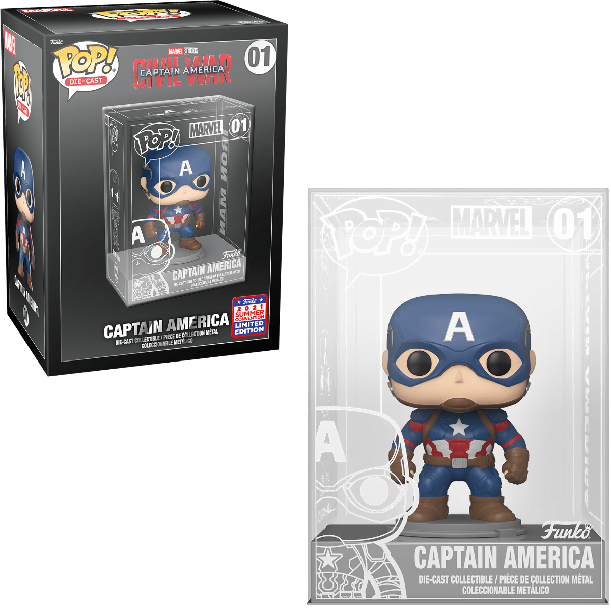 Funko Pop Marvel: Captain America: Civil War - Captain America Diecast Metal Summer Convention