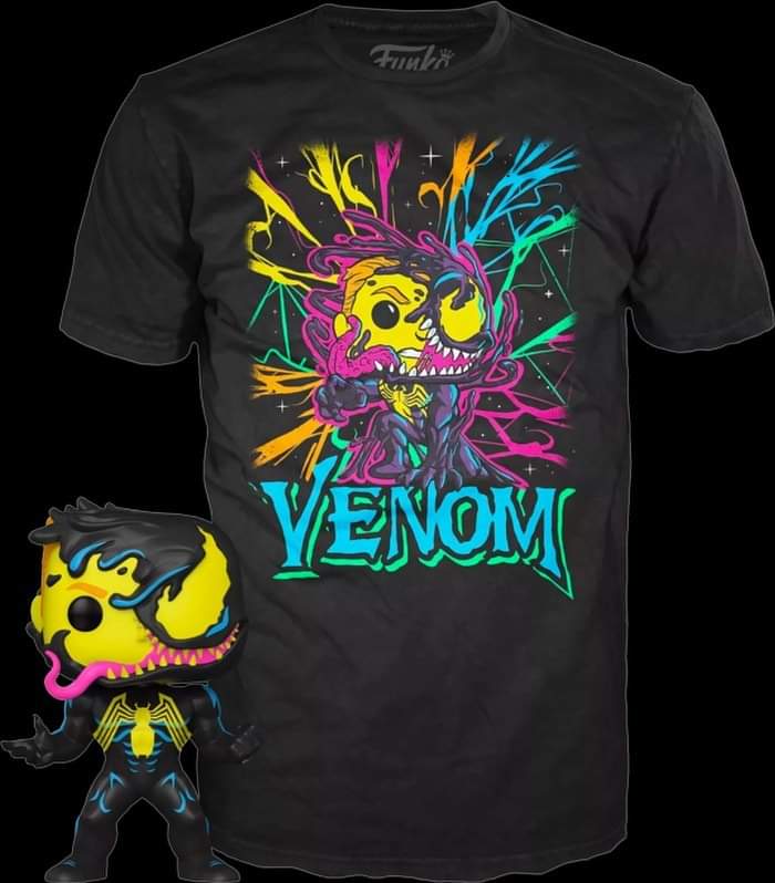 Funko Pop And Tee Marvel: Venom - Venomized Eddie Brock (Black Light) Talla S